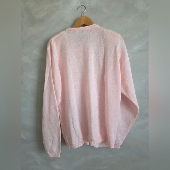Womens Pale Pink Cord Knit Gold Button Cardigan Sz XL Reel Fishermann Kawaii - Picture 10 of 10